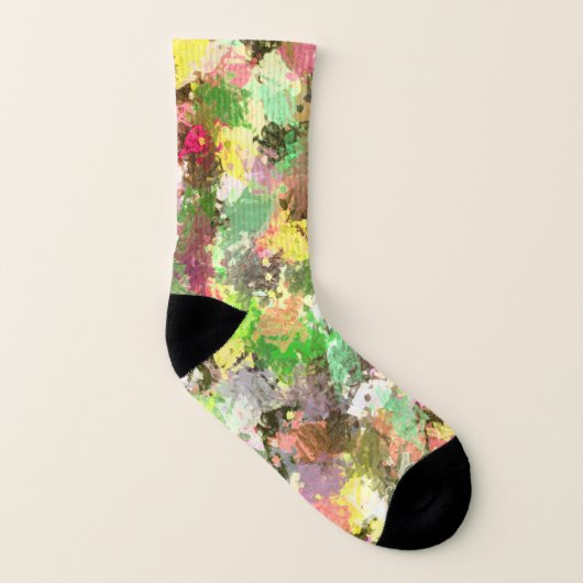 絵を描(ばちゃばちゃ)跳ねる秋の色離れ抽象芸術 ソックス (左内側)