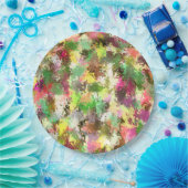 絵を描(ばちゃばちゃ)跳ねる秋の色離れ抽象芸術 ペーパープレート (パーティー)