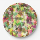 絵を描(ばちゃばちゃ)跳ねる秋の色離れ抽象芸術 ペーパープレート (正面)