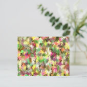 絵を描(ばちゃばちゃ)跳ねる秋の色離れ抽象芸術 ポストカード (スタンド正面)