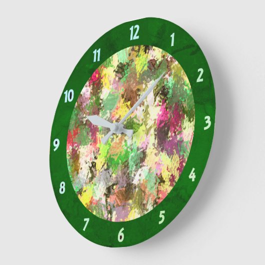 絵を描（ばちゃばちゃ）跳ねる秋の色離れ抽象芸術 ラージ壁時計 (傾斜)