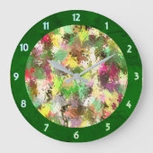 絵を描(ばちゃばちゃ)跳ねる秋の色離れ抽象芸術 ラージ壁時計 (正面)