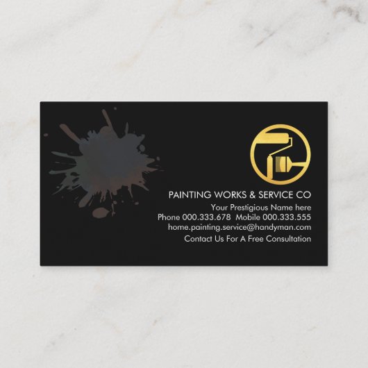 絵を描（ばちゃばちゃ）跳ねる金ゴールドホームブラシペインター 名刺 (裏面)