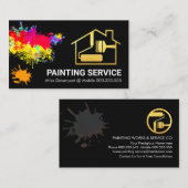 絵を描（ばちゃばちゃ）跳ねる金ゴールドホームブラシペインター 名刺 (正面/裏面)