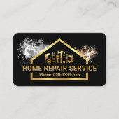 絵を描（ばちゃばちゃ）跳ねる金ゴールド建物ツール枠 名刺 (正面)