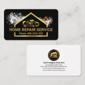 絵を描(ばちゃばちゃ)跳ねる金ゴールド建物ツール枠 名刺 (正面/裏面)