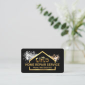 絵を描(ばちゃばちゃ)跳ねる金ゴールド建物ツール枠 名刺 (スタンド正面)