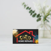 絵を描（ばちゃばちゃ）跳ねる金ゴールド手書きツール建物 名刺 (スタンド正面)