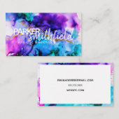 絵を描(ばちゃばちゃ)跳ねる金ゴールド紫シンプル 名刺 (正面/裏面)