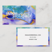 絵を描（ばちゃばちゃ）跳ねる金ゴールド紫シンプル 名刺 (正面/裏面)