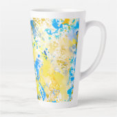 絵を描（ばちゃばちゃ）跳ねる青と黄 カフェラテマグ (右)