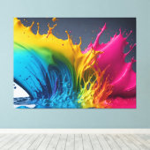 絵を描（ばちゃばちゃ）跳ねる キャンバスプリント (インサイチュ (ウッドフロア))