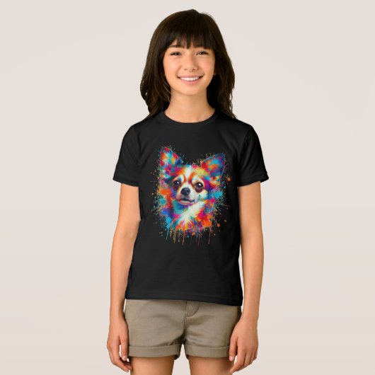絵を描（ばちゃばちゃ）跳ねる トライブレンドＴシャツ (正面全面)