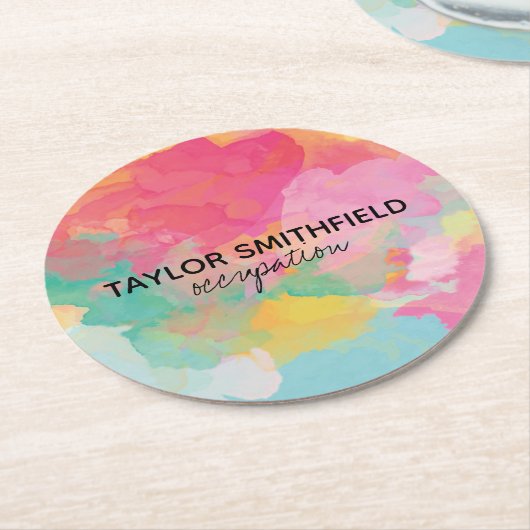 絵を描(ばちゃばちゃ)跳ねる ラウンドペーパーコースター (アングル)