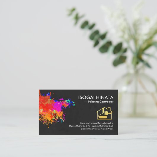 絵を描（ばちゃばちゃ）跳ねる 名刺 (スタンド正面)