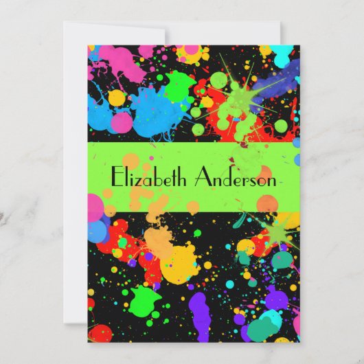 絵を描（ばちゃばちゃ）跳ねる、Sweet sixteenカスタム、招待状 招待状 (正面)