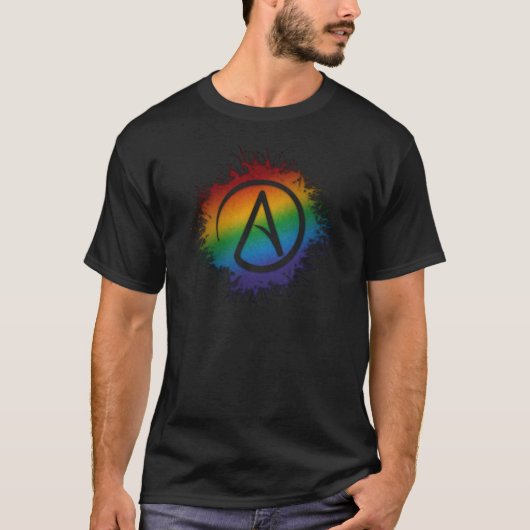 絵を描(ばちゃばちゃ)跳ねるLGBTQプライドレインボーアセイストシンボル Tシャツ (正面)