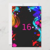 絵を描（ばちゃばちゃ）跳ねるSweet sixteen又はバルミツワー招待状 招待状 (正面)