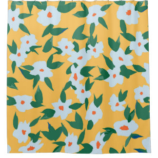 絵を描-スタイルヴィンテージフローラファブリックのパターン。 シャワーカーテン