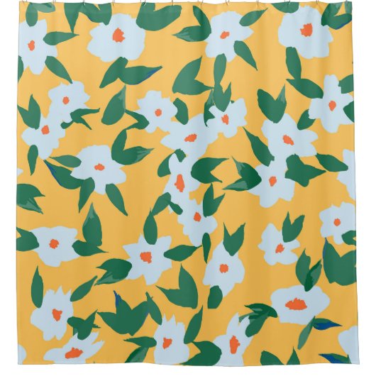 絵を描-スタイルヴィンテージフローラファブリックのパターン。 シャワーカーテン (正面)