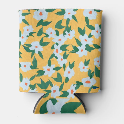 絵を描-スタイルヴィンテージフローラファブリックのパターン。 缶クーラー (正面)