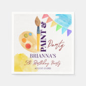 絵を描・パーティー・アートをテーマにしたパーティーモノグラムの スタンダードカクテルナプキン (正面)