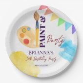 絵を描・パーティー・アートをテーマにしたパーティーモノグラムの ペーパープレート (正面)