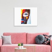 絵を描「半顔」ウォールアート キャンバスプリント (インサイチュ (リビング))