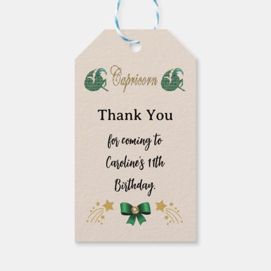 絵を描〔占星術の〕十二宮図標識グリッター山羊座誕生日 ギフトタグ (裏面)