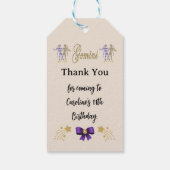 絵を描〔占星術の〕十二宮図標識金ゴールドグリッタージェミニ誕生日 ギフトタグ (裏面)