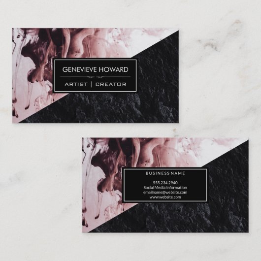 絵を描 |石板幾何学色ブロック 名刺 (正面/裏面)