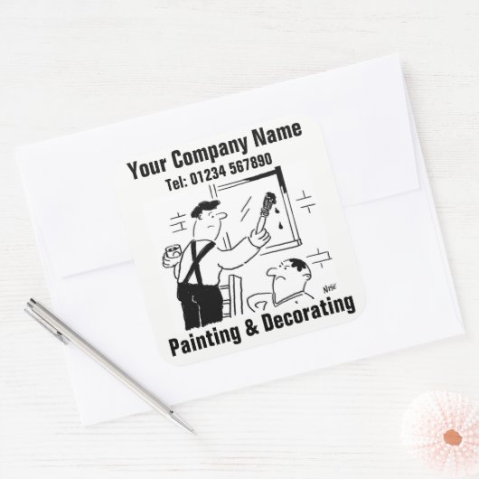 絵を描&sサービス飾マンガのステッカー スクエアシール (封筒)