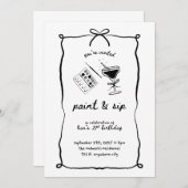 絵を描&Sip 21th Birthday招待状テンプレート 招待状 (正面/裏面)