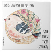絵を描Bird & Flowers, w verse from Isaiah 40:31 タイル (正面)