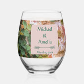 絵を描Bricks Green結婚 Ivy's Stemless Glass ステムなしワイングラス (正面)