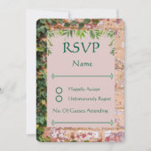 絵を描Bricks Green Ivy結婚's Rounded RSVP Card (正面)