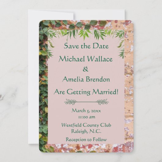 絵を描Bricks Green Ivy Wedding Save the Date セーブザデート (正面)