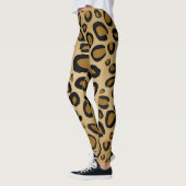 絵を描Cheetah Leopardプリントスポット金ゴールドベージュタン レギンス (左)