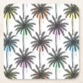 絵を描Drop Palm Treeパターン スクエアペーパーコースター (正面)