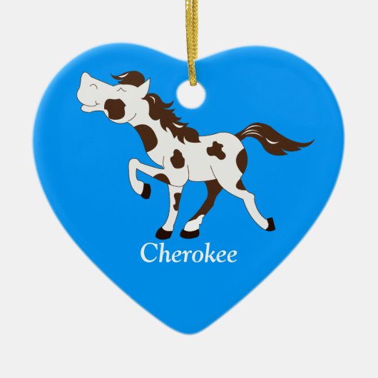 絵を描HORSEブラウン&ホワイトカスタムオーナメント セラミックオーナメント (正面)