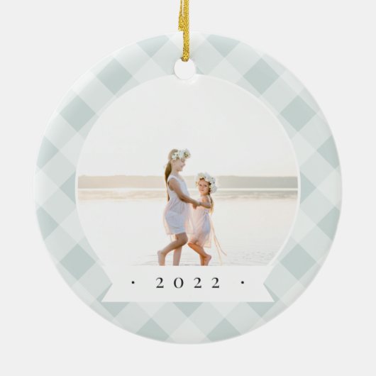 絵を描Plaid両面写パーソナライズされた真 セラミックオーナメント (裏面)