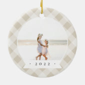 絵を描Plaid両面写パーソナライズされた真 セラミックオーナメント (裏面)