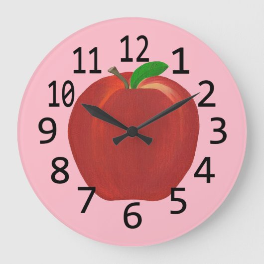 絵を描Red Apple Green葉のカスタム壁の時計 ラージ壁時計 (正面)
