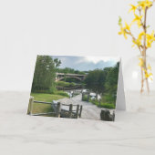 絵を描River Boardwalkグリーティ空白のングカード カード (黄色い花)