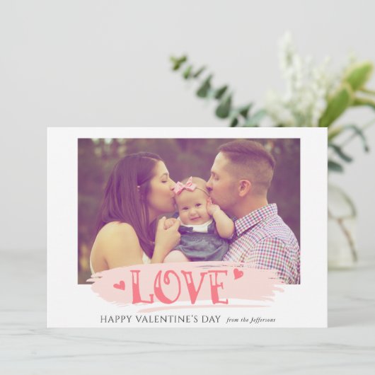 絵を描Stroke Love Valentines Day Photo Card (スタンド正面)