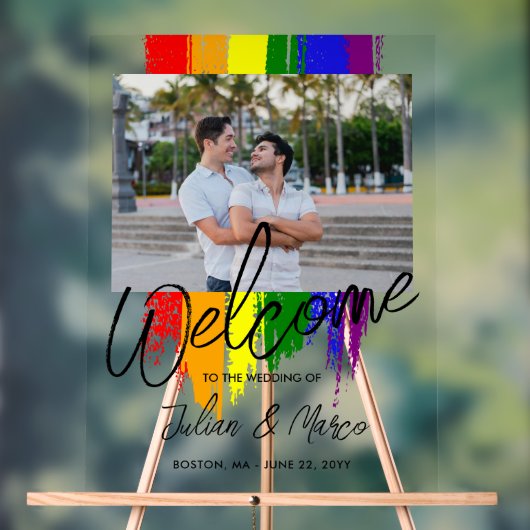 絵を描Strokes Photo LGBTQ結婚's Welcome アクリルサイン (ニュートラル)