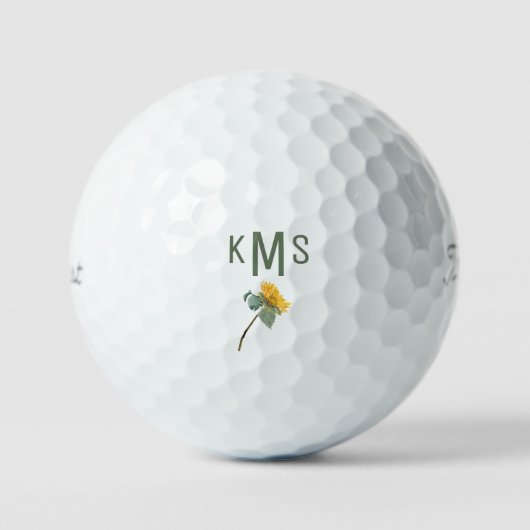 絵を描Sunflower Sage Monogram Titleist Pro V1 ゴルフボール (正面)