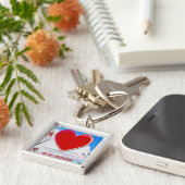 絵を描Valentineハート写真の追加 キーホルダー (側面)