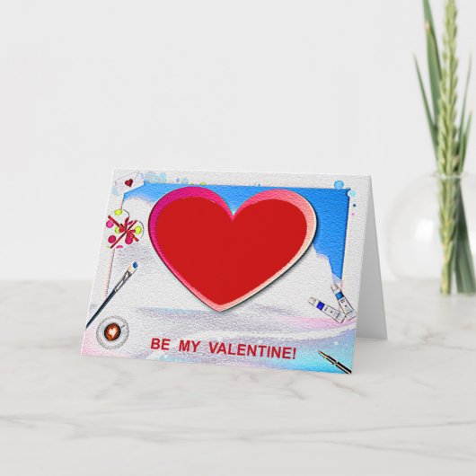 絵を描Valentineハート写真の追加 シーズンカード (正面)