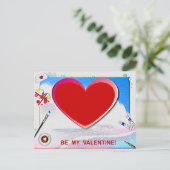 絵を描Valentineハート写真の追加 シーズンポストカード (スタンド正面)